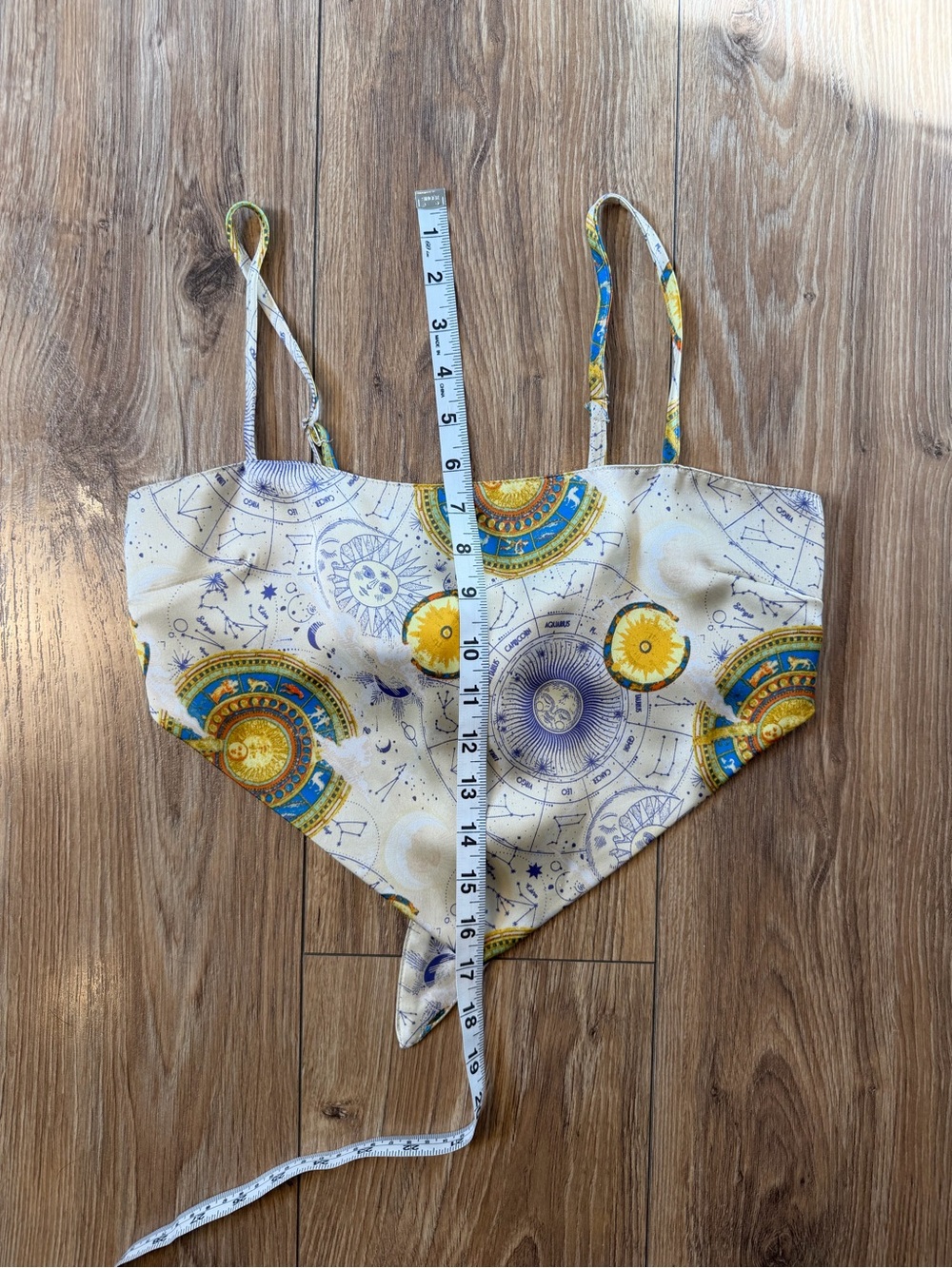 Forever 21 Zodiac Celestial Satin Cream Crop Top